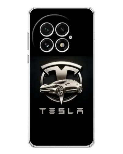 Чехол для OnePlus 13 с картинкой «Tesla — серебристое авто»