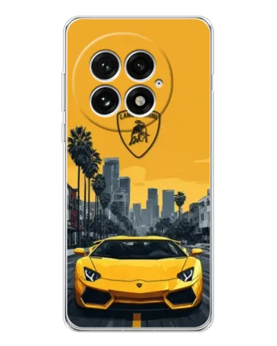 Чехол для OnePlus 13 с картинкой «Желтый Lamborghini город»