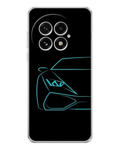 Чехол для OnePlus 13 с картинкой «Голубой силуэт Lamborghini»