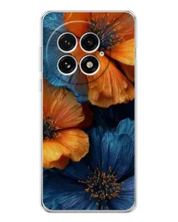 Чехол для OnePlus 13 с картинкой «Яркая сине-оранжевая флора» Чехол для OnePlus 13 с картинкой «Яркая сине-оранжевая флора»
