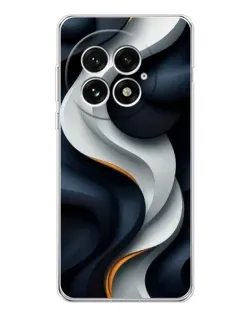 Чехол для OnePlus 13 с картинкой «Объемные черно-белые ленты» Чехол для OnePlus 13 с картинкой «Объемные черно-белые ленты»