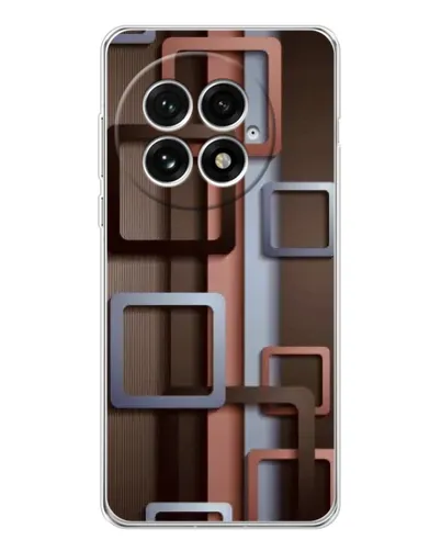 Чехол для OnePlus 13 с картинкой «Коричневые объемные квадраты»