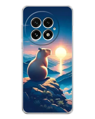 Чехол для OnePlus 13 с картинкой «Закат солнца с капибарой»
