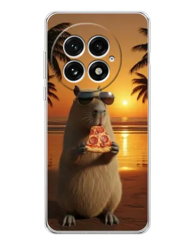 Чехол для OnePlus 13 с картинкой «Капибара с пиццей»