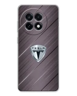Чехол для OnePlus 13R с картинкой «Металлическая текстура Tesla»