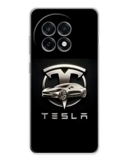 Чехол для OnePlus 13R с картинкой «Tesla — серебристое авто»