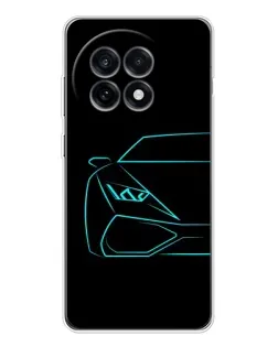 Чехол для OnePlus 13R с картинкой «Голубой силуэт Lamborghini»