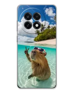 Чехол для OnePlus 13R с картинкой «Капибара на море»