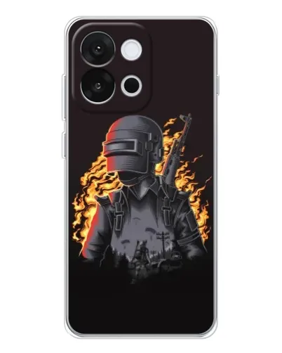 Чехол для OnePlus 13T с картинкой «PUBG — огненный силуэт»