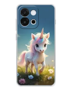 Чехол для OnePlus 13T с картинкой «Единорог на поляне»