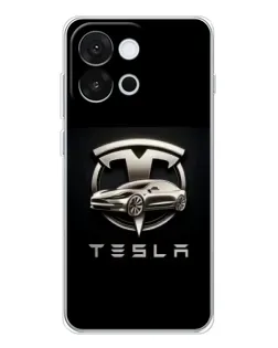 Чохол для OnePlus 13T з картинкою «Tesla — срібне авто»