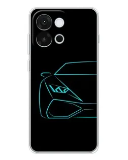 Чохол для OnePlus 13T з картинкою «Блакитний силует Lamborghini»