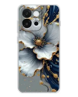 Чехол для OnePlus 13T с картинкой «Белый цветок и золотой флюид» Чехол для OnePlus 13T с картинкой «Белый цветок и золотой флюид»