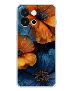 Чехол для OnePlus 13T с картинкой «Яркая сине-оранжевая флора» Чехол для OnePlus 13T с картинкой «Яркая сине-оранжевая флора»