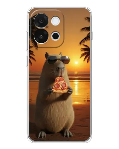 Чохол для OnePlus 13T з картинкою «Капібара з піцою»