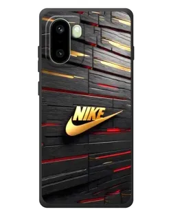 Чехол для OnePlus 15R с картинкой «Золотой Nike на металле»