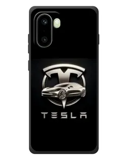Чехол для OnePlus 15R с картинкой «Tesla — серебристое авто»