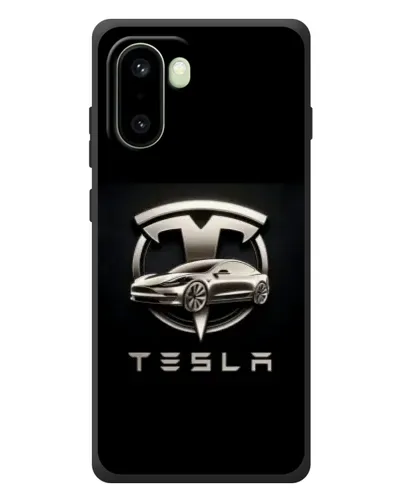 Чехол для OnePlus 15R с картинкой «Tesla — серебристое авто»