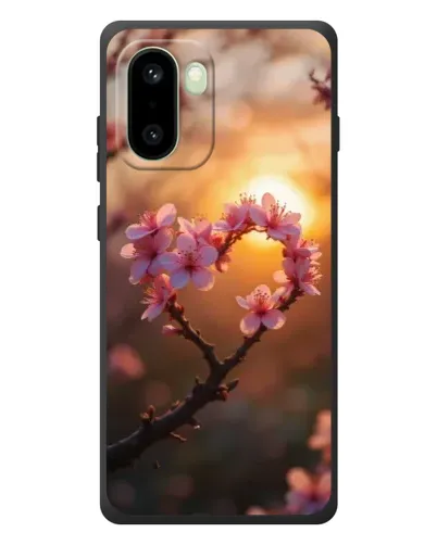 Чохол для OnePlus 15R з картинкою «Рожевий цвіт  сердечко на тлі заходу»