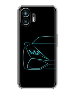 Чохол для OnePlus 15T з картинкою «Блакитний силует Lamborghini»