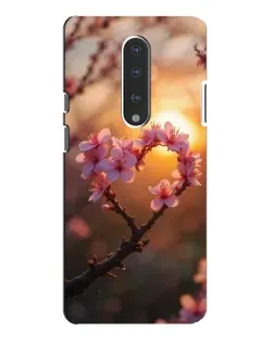 Чохол для OnePlus 7 Pro з картинкою «Рожевий цвіт  сердечко на тлі заходу»
