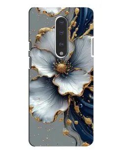Чехол для OnePlus 7 Pro с картинкой «Белый цветок и золотой флюид»