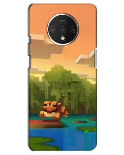 Чохол для OnePlus 7T з картинкою «Майнкрафт захід сонця»