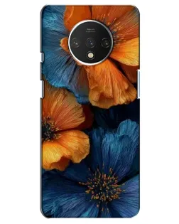 Чехол для OnePlus 7T с картинкой «Яркая сине-оранжевая флора»