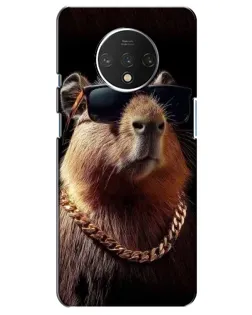 Чехол для OnePlus 7T с картинкой «Капибара золотая цепь»