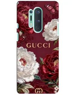 Чехол для OnePlus 8 Pro с картинкой «Gucci — бордовые розы»