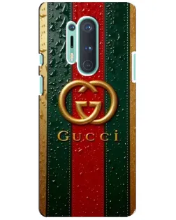 Чехол для OnePlus 8 Pro с картинкой «Gucci — фирменная полоса и золото»