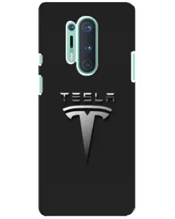 Чохол для OnePlus 8 Pro з картинкою «Сталевий логотип Tesla»