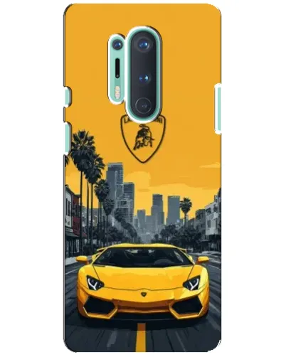 Чохол для OnePlus 8 Pro з картинкою «Жовтий Lamborghini місто»
