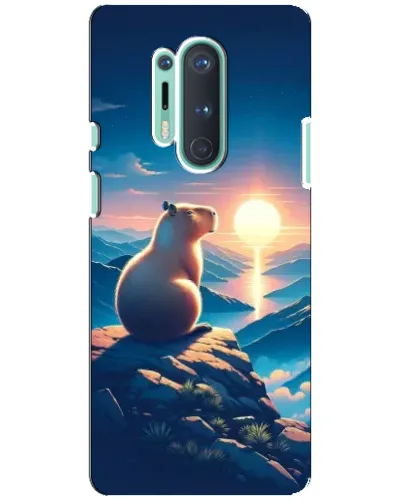 Чехол для OnePlus 8 Pro с картинкой «Закат солнца с капибарой»