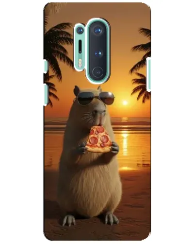 Чехол для OnePlus 8 Pro с картинкой «Капибара с пиццей»