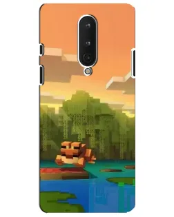 Чехол для OnePlus 8 с картинкой «Майнкрафт закат солнца»