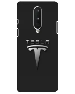 Чохол для OnePlus 8 з картинкою «Сталевий логотип Tesla»