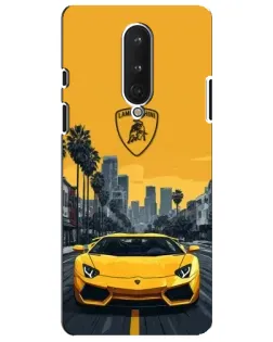 Чохол для OnePlus 8 з картинкою «Жовтий Lamborghini місто»