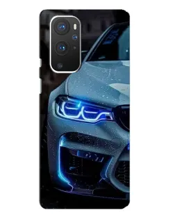 Чехол для OnePlus 9 Pro с картинкой «Взгляд BMW с синими фарами»
