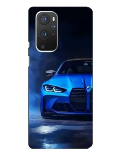 Чехол для OnePlus 9 Pro с картинкой «Голубая BMW M4»