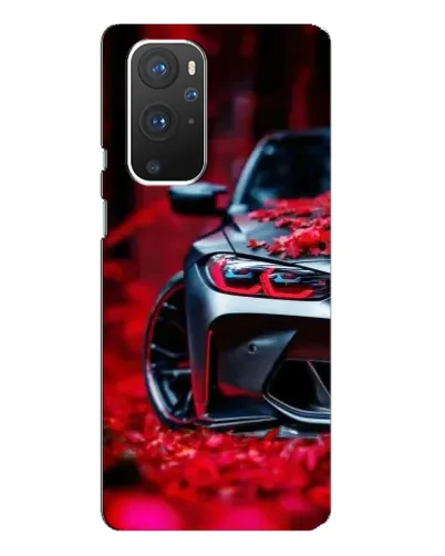 Чехол для OnePlus 9 Pro с картинкой «Спортивная BMW и цветы»