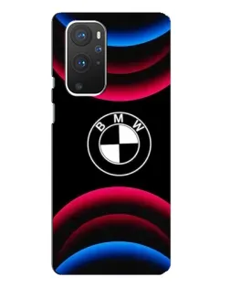 Чехол для OnePlus 9 Pro с картинкой «Логотип BMW и неоновые дуги»