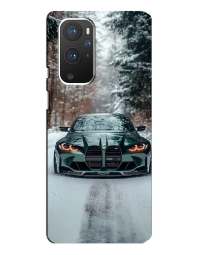 Чехол для OnePlus 9 Pro с картинкой «BMW в зимнем лесу»