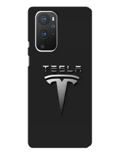 Чехол для OnePlus 9 Pro с картинкой «Стальной логотип Tesla»