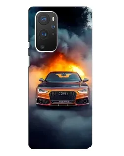 Чехол для OnePlus 9 Pro с картинкой «Audi в огненном дыму»