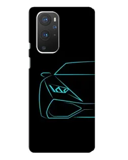 Чехол для OnePlus 9 Pro с картинкой «Голубой силуэт Lamborghini»
