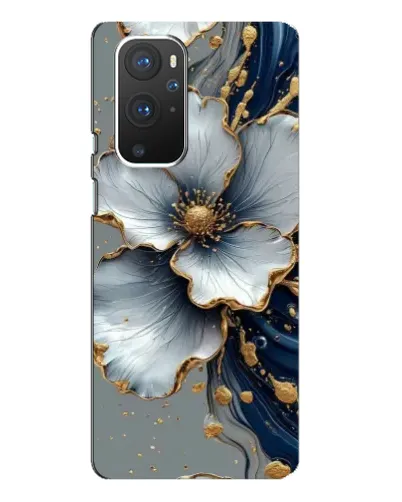 Чехол для OnePlus 9 Pro с картинкой «Белый цветок и золотой флюид» Чехол для OnePlus 9 Pro с картинкой «Белый цветок и золотой флюид»
