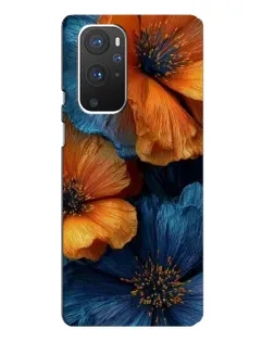 Чехол для OnePlus 9 Pro с картинкой «Яркая сине-оранжевая флора»