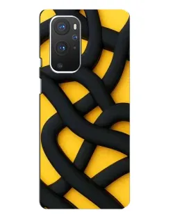Чехол для OnePlus 9 Pro с картинкой «Черное желтое переплетение»