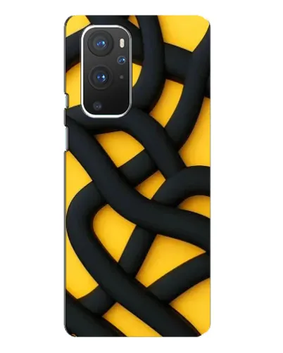 Чехол для OnePlus 9 Pro с картинкой «Черное желтое переплетение»